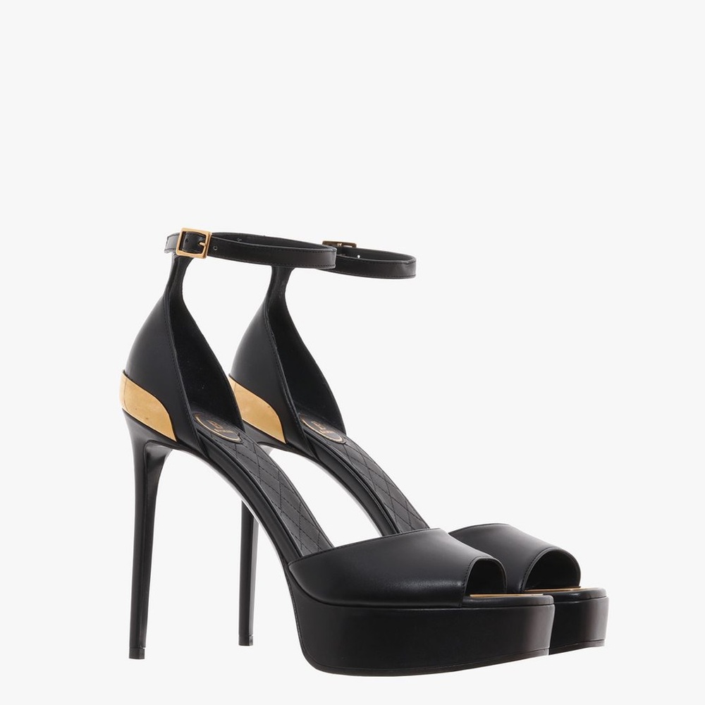 AUTHENTIC BALMAIN Black leather Pippa sandals